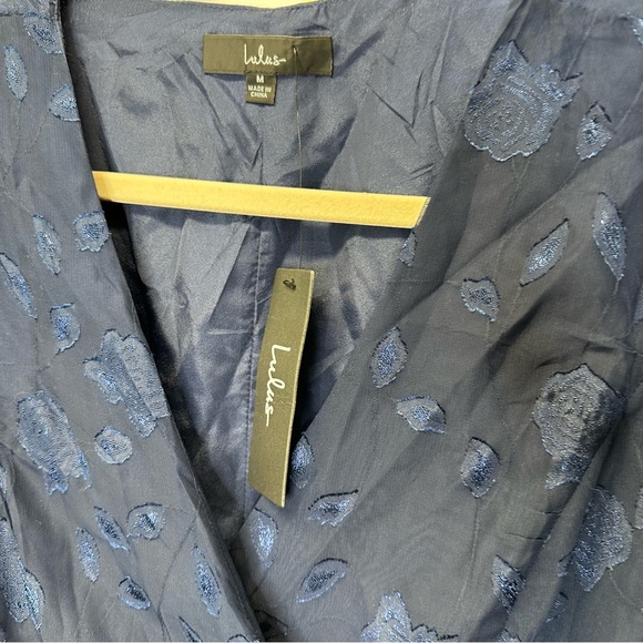 Lulus Evening of Elegance Navy Blue Floral Jacquard Wrap Midi Dress - Picture 11 of 14